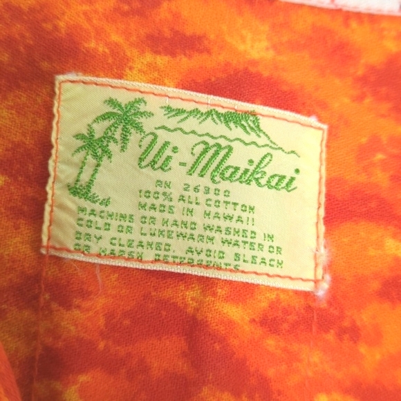 Vintage 60s Ui-Maikai Hawaiian Shirt Hibiscus Vibrant Orange Red Men's M - Picture 3 of 11